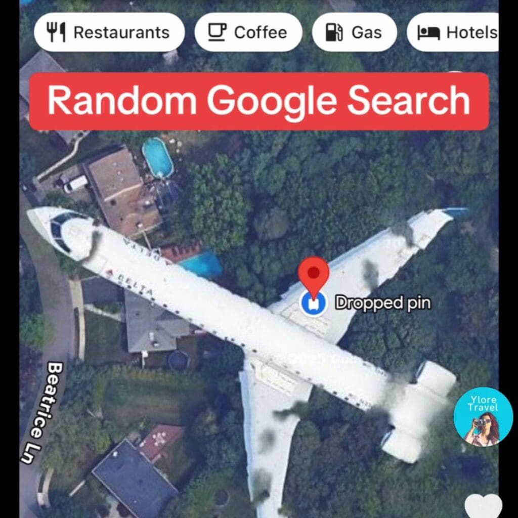 Google maps error and a plane in suburbia